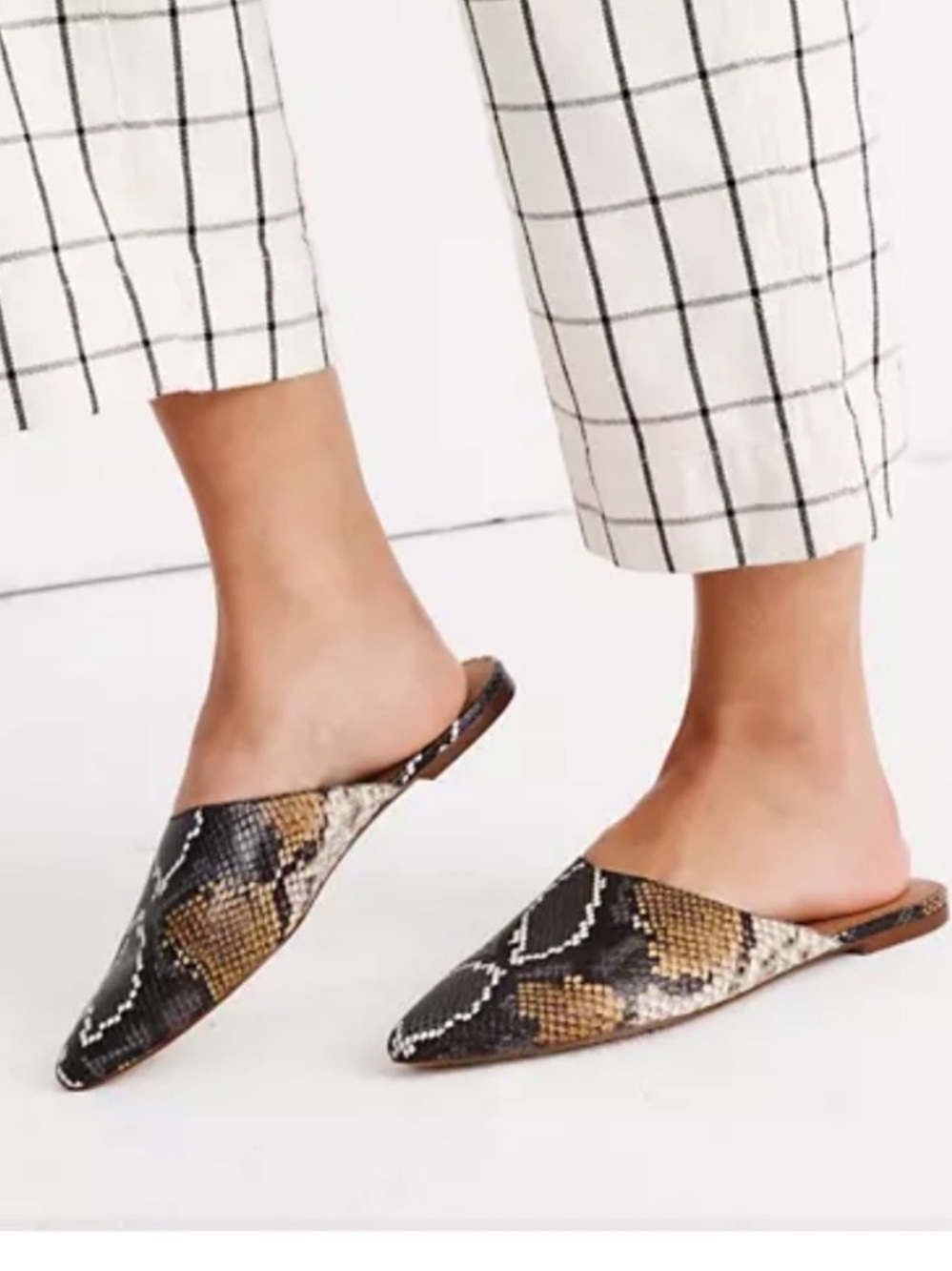 Madewell Snakeskin Embossed Leather Remi Mule Slip On Flat Women's Size 8.5